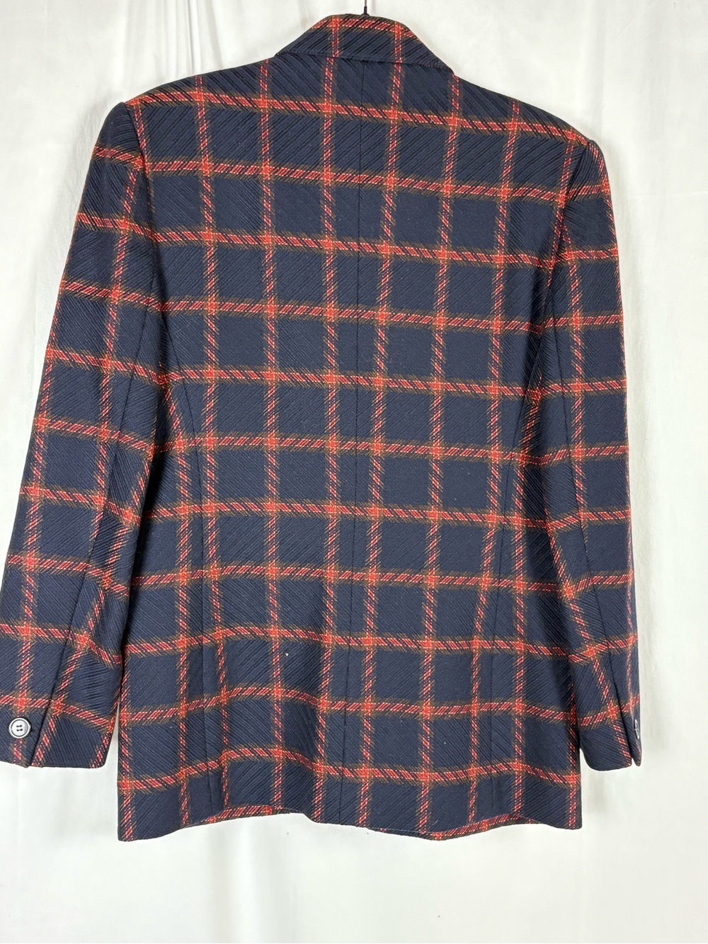 Anne Klein Navy Plaid Blazer with Rust Windowpane - Picture 7 of 8